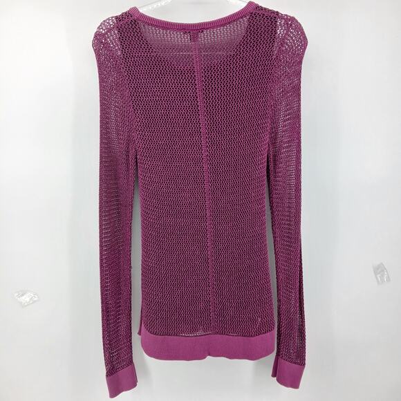 Purple Open Knit Crew Sweater Women XS Y2K Goth Edgy Alternative Boho Vamp Fairy - Picture 6 of 10